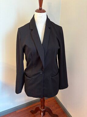 Nine West Black Blazer Women’s Large Classic Career Jacket Workwear